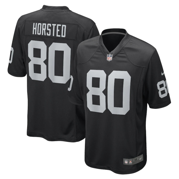 mens nike jesper horsted black las vegas raiders game player jersey